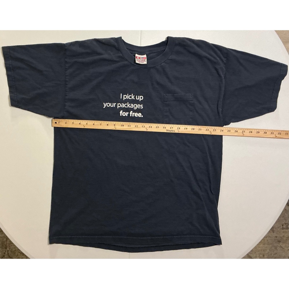 VTG USA Made USPS Single Stitch Double Side Sleeve Hit T-Shirt Navy Mens 2XL - Picture 5 of 5